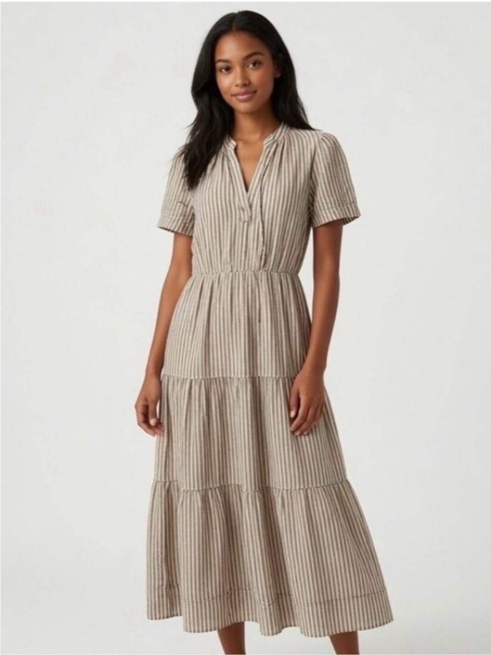 Striped Midi Length Dress